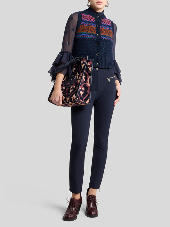 Etro Slim-fit Trousers With Zip In Blue