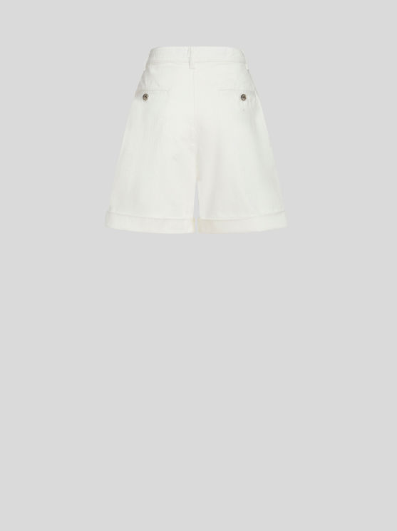 Shop Etro Cotton Bermuda Shorts With Buttons In White