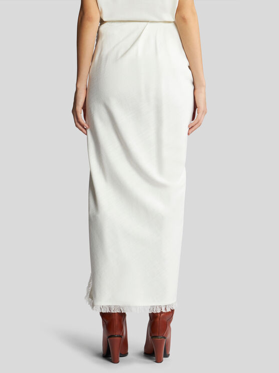 Shop Etro Slub Fabric Skirt In White