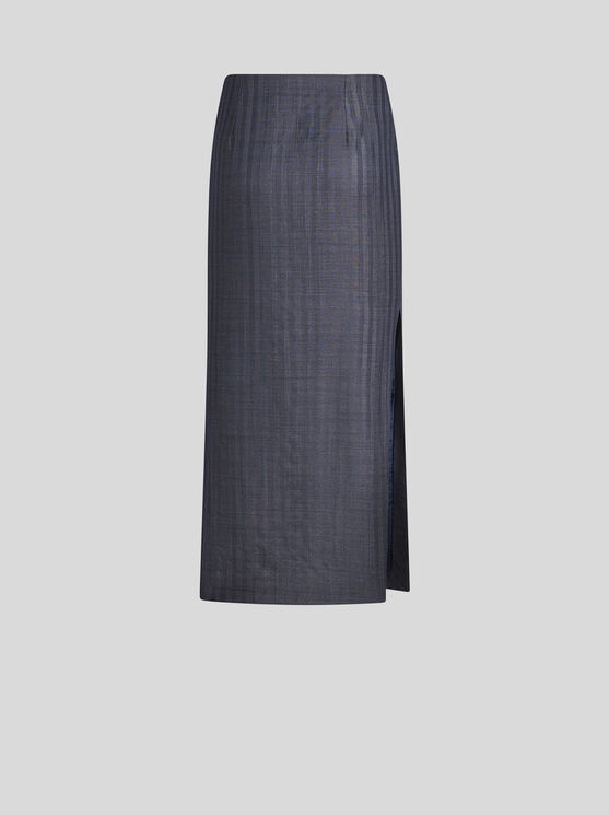 Shop Etro Wool-blend Pencil Skirt In Navy Blue