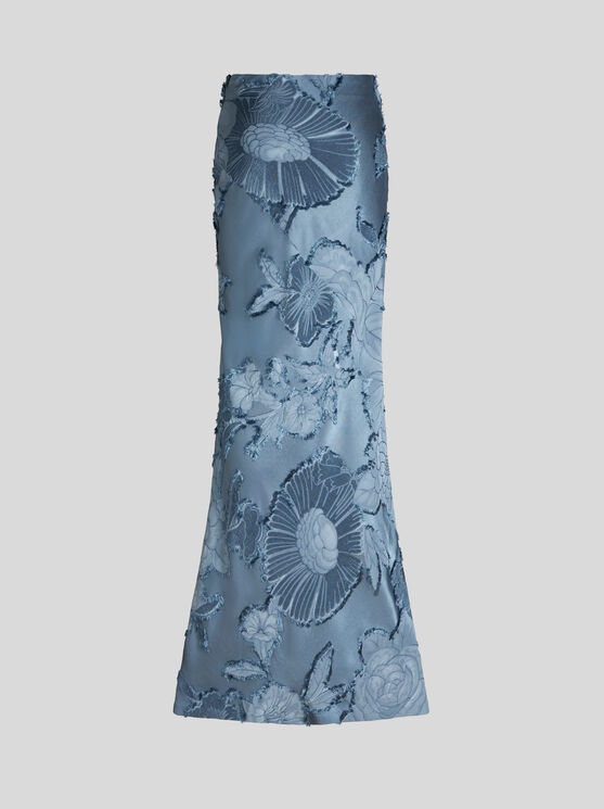 Shop Etro Silk Jacquard Skirt In Light Blue