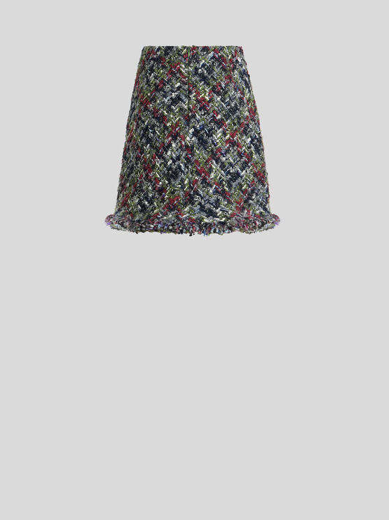 Shop Etro Bouclé Mini Skirt In Multicolour