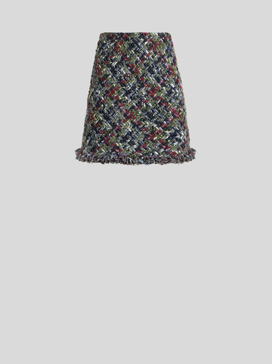 Shop Etro Bouclé Mini Skirt In Multicolour