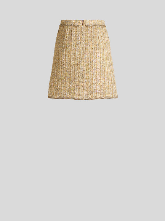 Shop Etro Bouclé Mini Skirt In Yellow