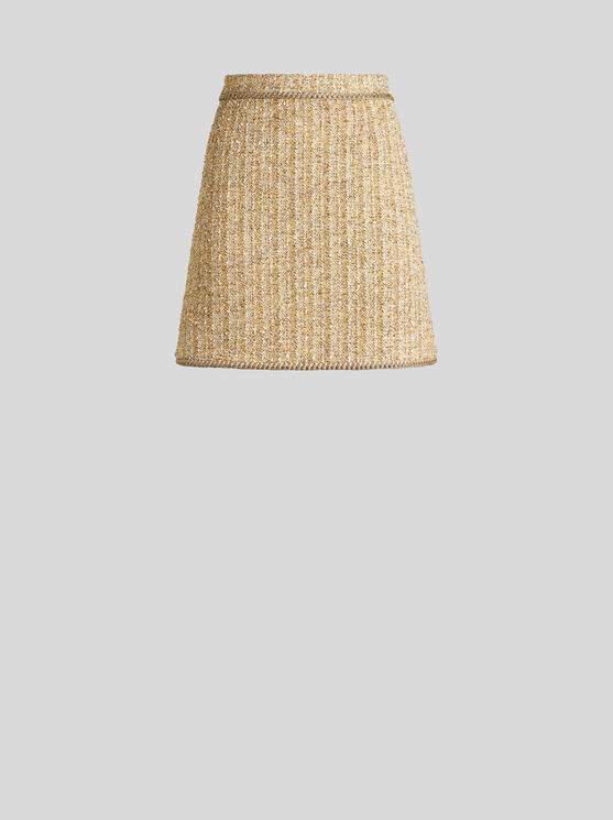 Shop Etro Bouclé Mini Skirt In Yellow