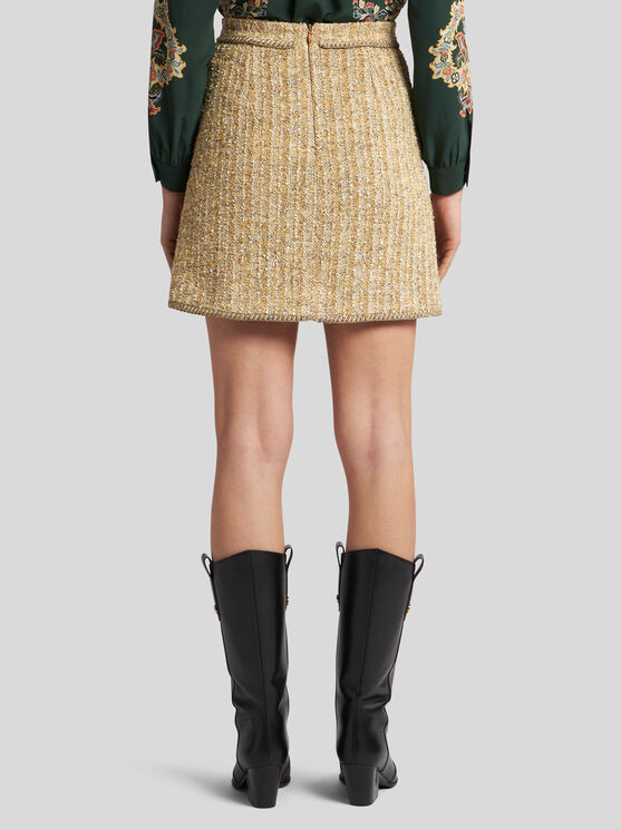 Shop Etro Bouclé Mini Skirt In Yellow