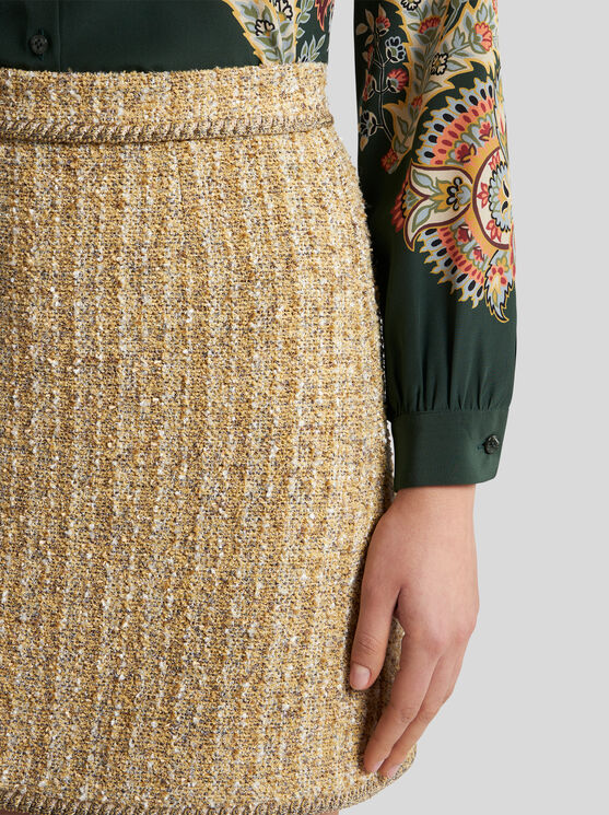 Shop Etro Bouclé Mini Skirt In Yellow