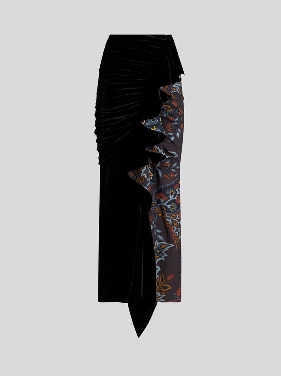 Shop Etro Midi Skirt With Paisley Print In Black