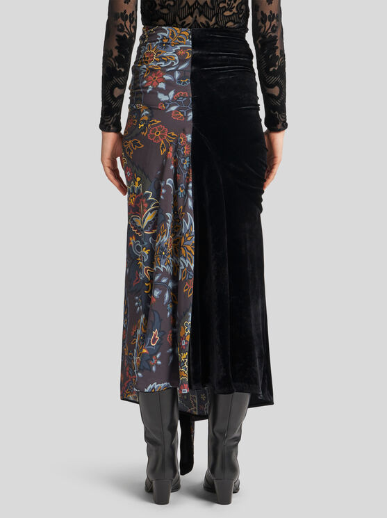 Shop Etro Midi Skirt With Paisley Print In Black