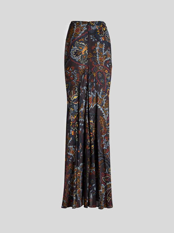 Shop Etro Stretch Sable Paisley Skirt In Black