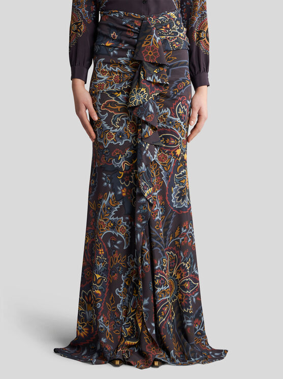 ETRO STRETCH SABLE PAISLEY SKIRT 