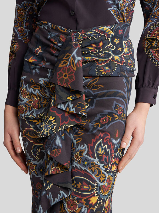 ETRO STRETCH SABLE PAISLEY SKIRT 