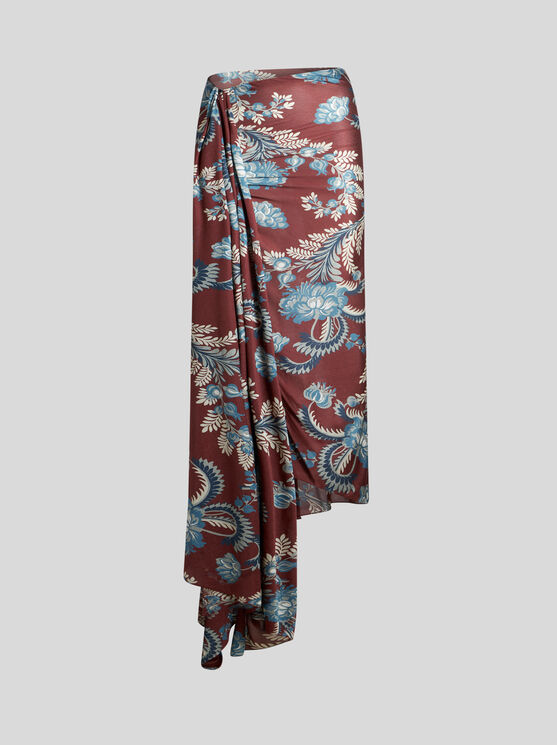 Shop Etro Printed Skirt In Bordeaux