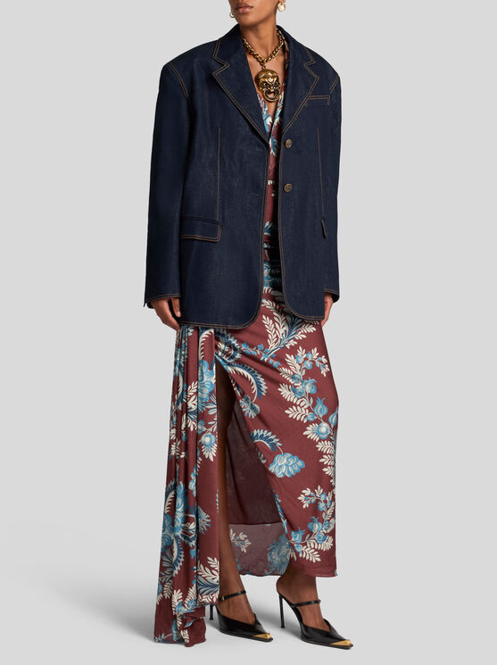 Shop Etro Printed Skirt In Bordeaux