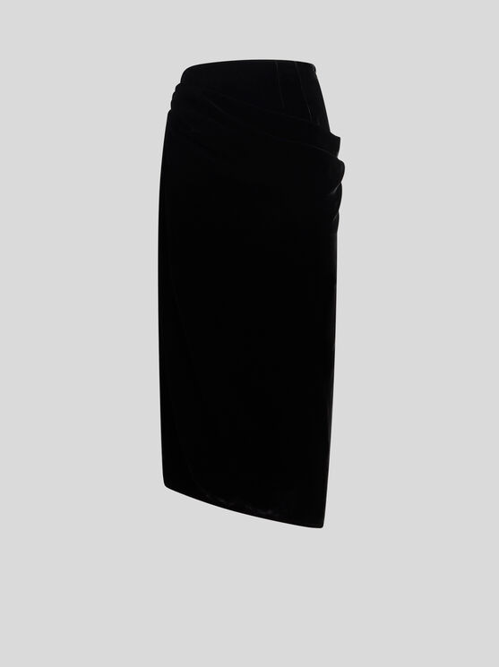 Shop Etro Velvet Skirt In Black