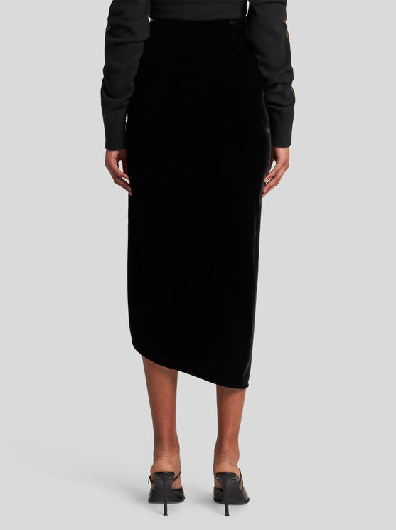 Shop Etro Velvet Skirt In Black