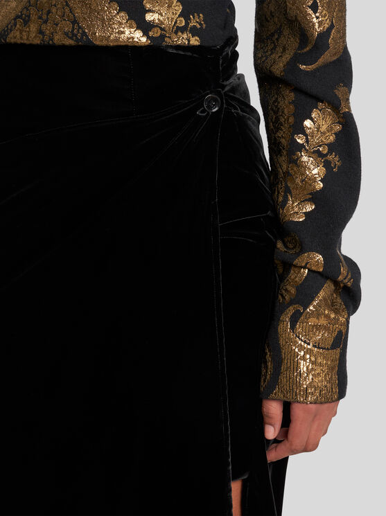 Shop Etro Velvet Skirt In Black