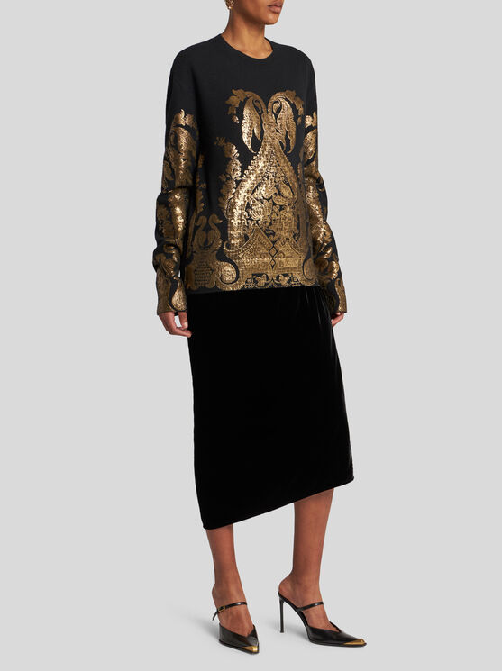 Shop Etro Velvet Skirt In Black