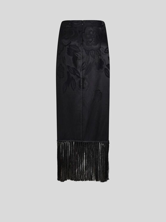 Shop Etro Jacquard Skirt With Fringe Details In Schwarz