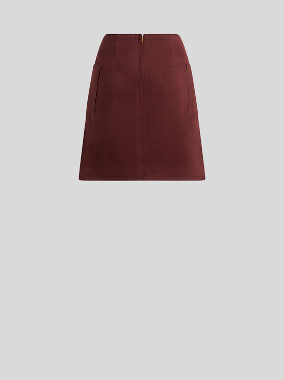 Shop Etro Mini Skirt With Metallic Print In Burgundy