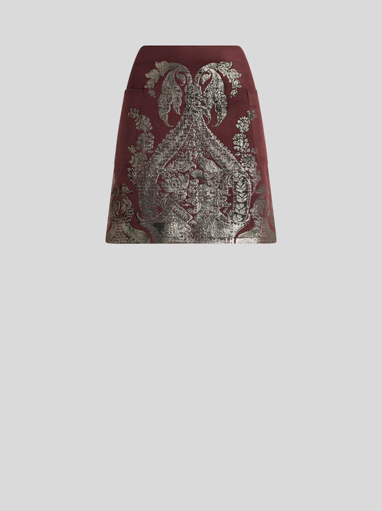 Etro Mini Skirt With Metallic Print In Multi