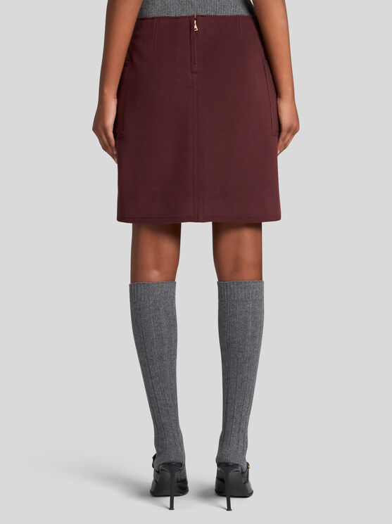 Shop Etro Mini Skirt With Metallic Print In Burgundy