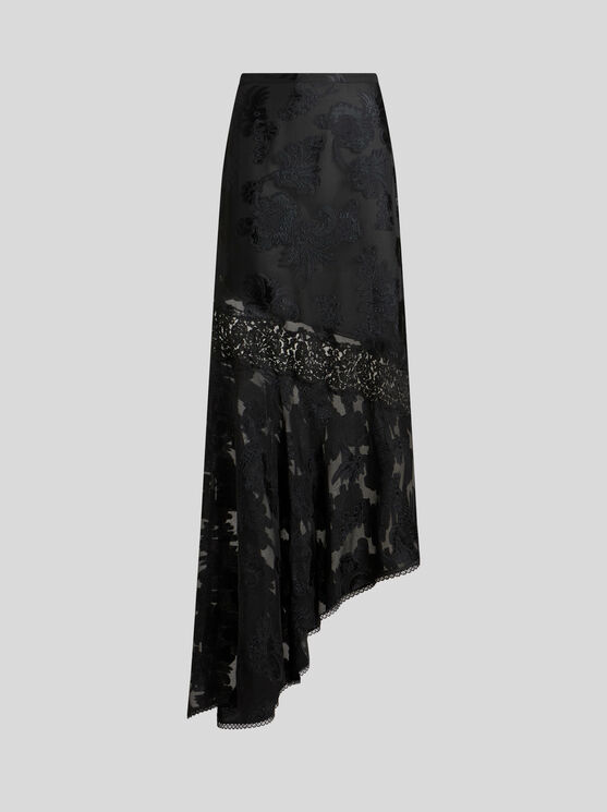 Etro , Fil Coupé Chiffon Skirt, Woman, Black, Size 46 In Schwarz