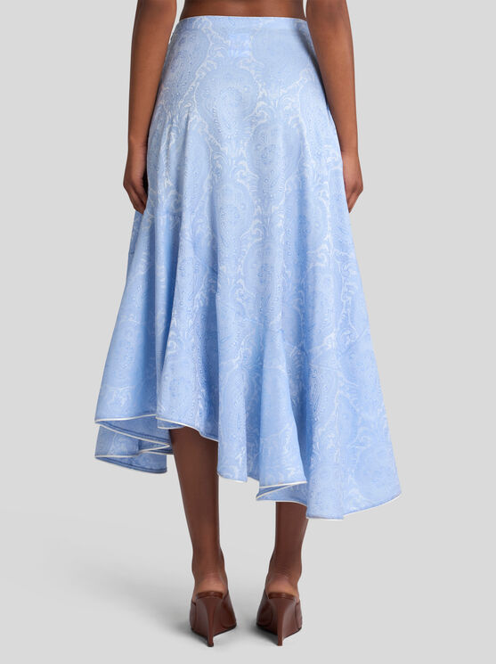Etro Floral Asymmetric Midi Skirt In Light Blue