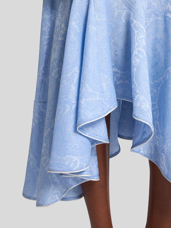 Etro Floral Asymmetric Midi Skirt In Light Blue