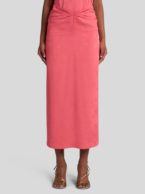 Etro Floral-jacquard Midi Skirt In Pink