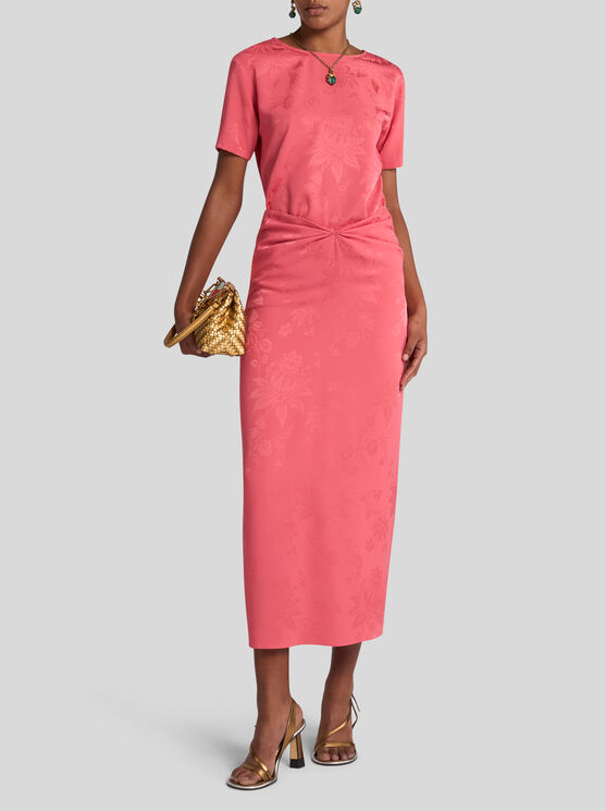 Etro Floral-jacquard Midi Skirt In Pink