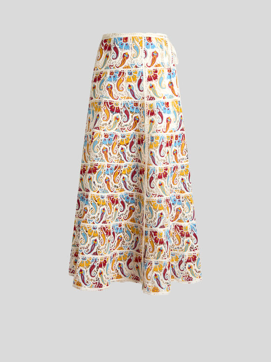 Etro Paisley Macrame Midi Skirt In Multicolor In Multi