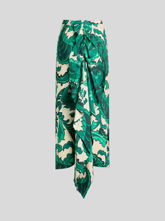 Etro Paisley Ruffled Midi Skirt In White
