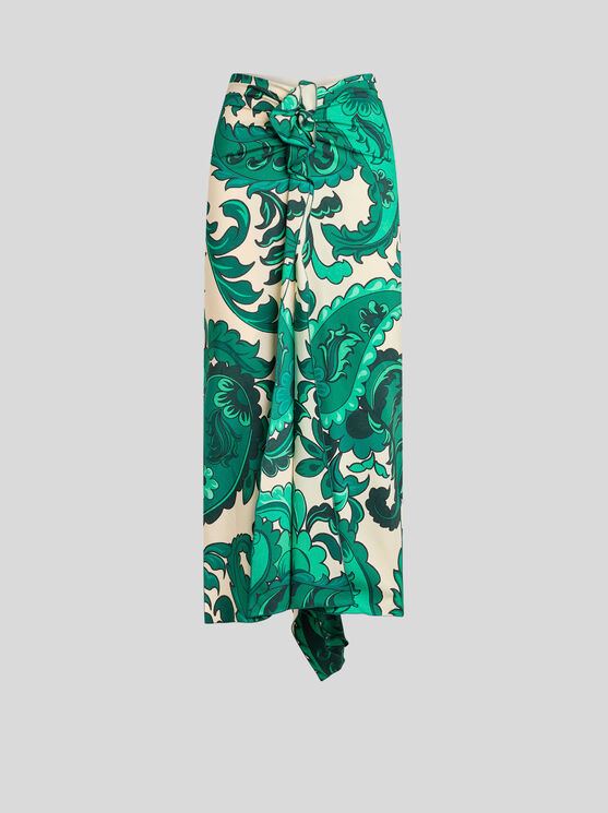 Etro Paisley Ruffled Midi Skirt In White