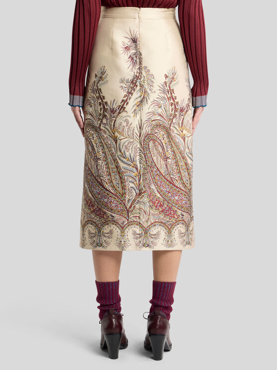 Etro Paisley Jacquard Midi Skirt In Multi