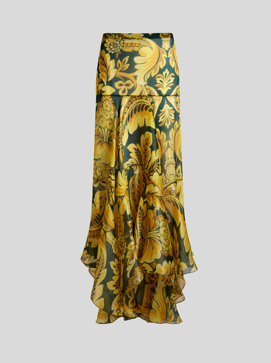 Etro Floral-print Ruffled Maxi Skirt In Yellow