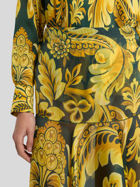 Etro Floral-print Ruffled Maxi Skirt In Yellow