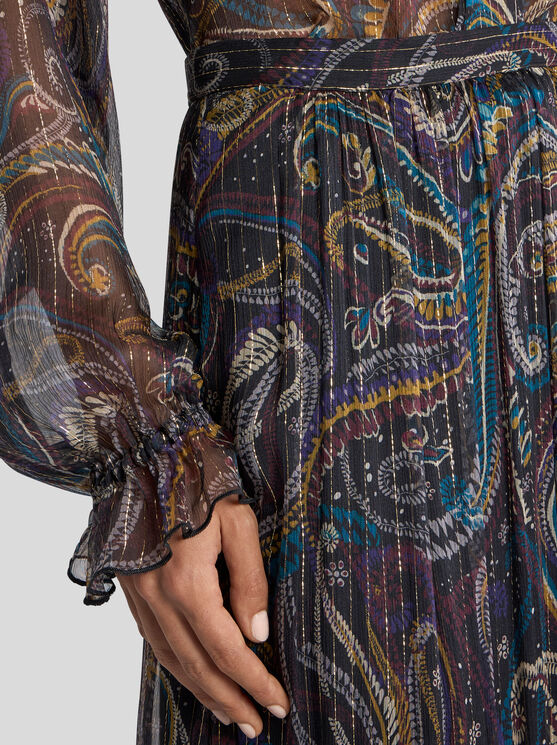 Etro Ruffled Paisley-motif Silk Maxi Skirt In Black