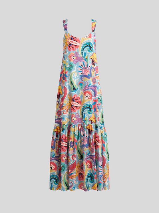 Etro Printed Cotton And Silk Maxi Dress In Multicolor