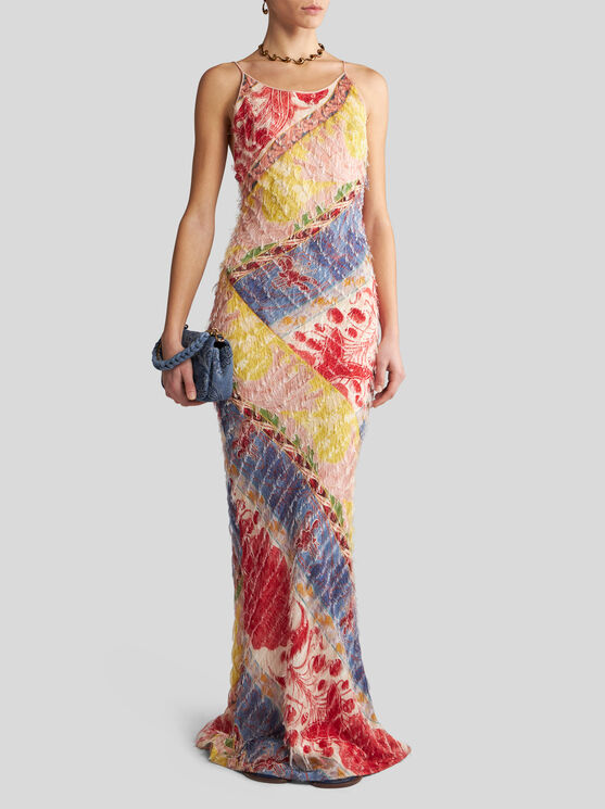 Shop Etro Printed Fil Coupe Dress With Fringe Detail In Red