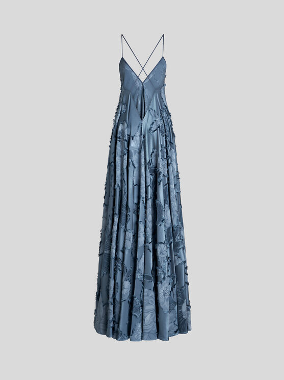 Shop Etro Silk Jacquard Dress In Light Blue