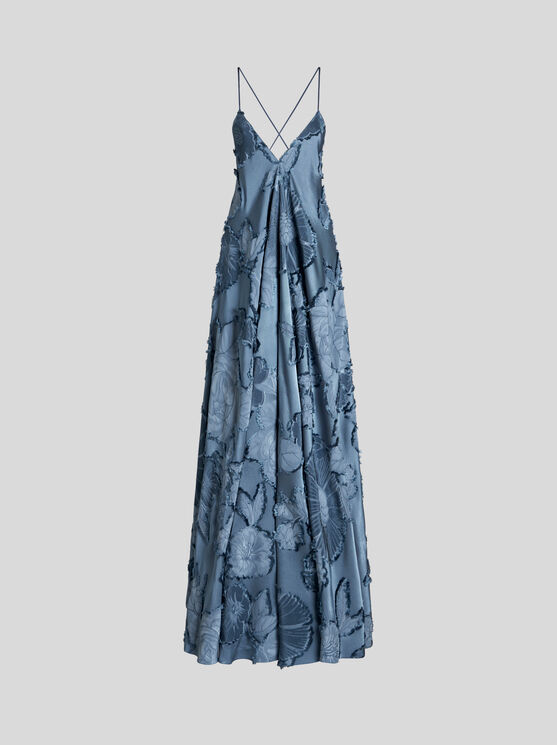 Shop Etro Silk Jacquard Dress In Light Blue