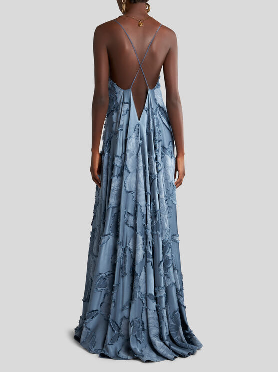 Shop Etro Silk Jacquard Dress In Light Blue