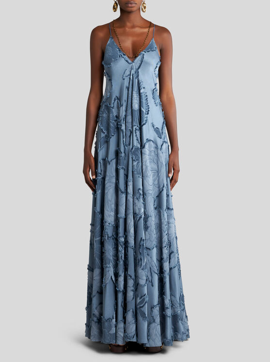 Shop Etro Silk Jacquard Dress In Light Blue