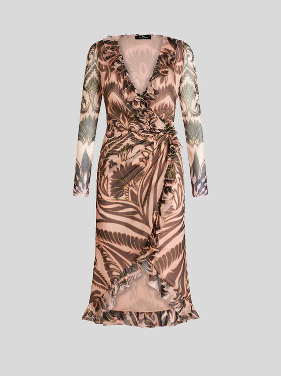 Shop Etro Printed Silk Dress With Ruching In Pink