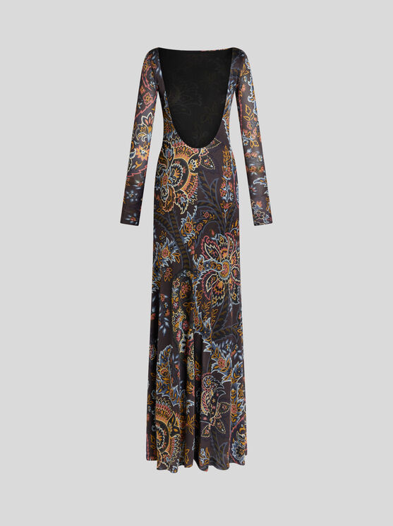 Shop Etro Jersey Dress With Paisley Print In Schwarz