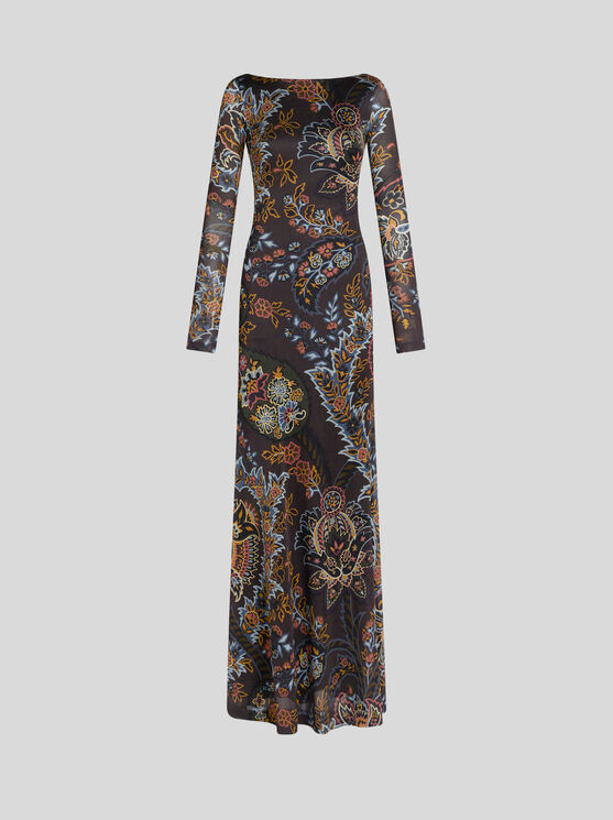 Shop Etro Jersey Dress With Paisley Print In Schwarz