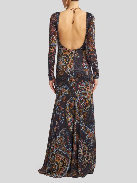 Shop Etro Jersey Dress With Paisley Print In Schwarz