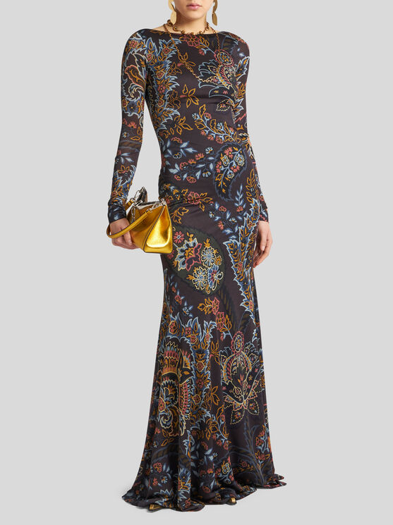 Shop Etro Jersey Dress With Paisley Print In Schwarz