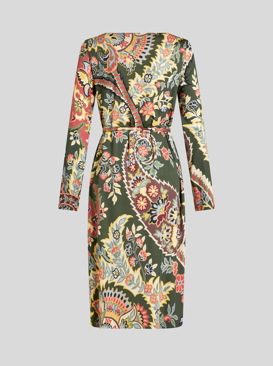 Shop Etro Printed Jersey Tunic Dress In Green